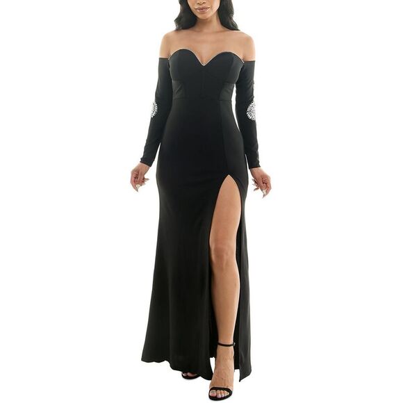 Emerald Sundae | Dresses | Emerald Sundae Womens Black Maxi Side Slit Fit Flare Dress Juniors | Poshmark Emerald Sundae | Dresses | Emerald Sundae Womens Black Maxi Side Slit Fit Flare Dress Juniors | Poshmark